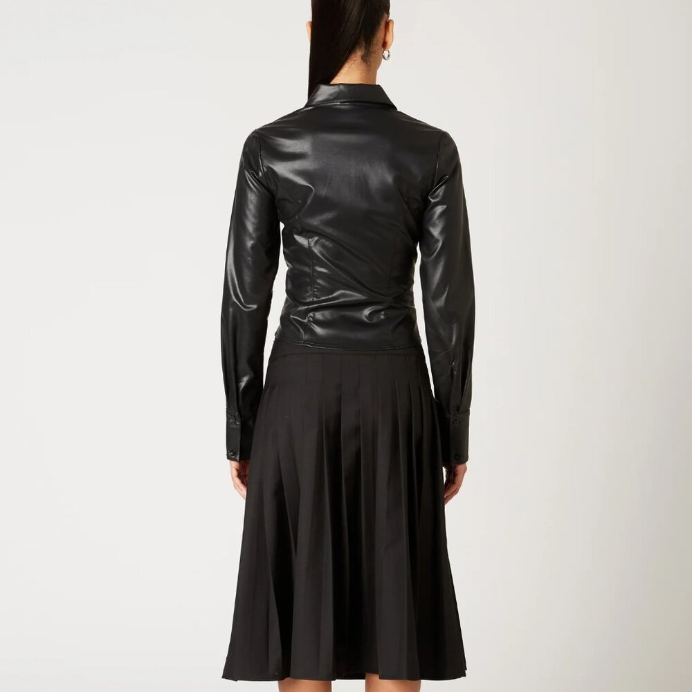 NIA the Brand Brielle Black Faux Leather Shirt – NWT – Size S – MSRP $88 - Picture 3 of 5